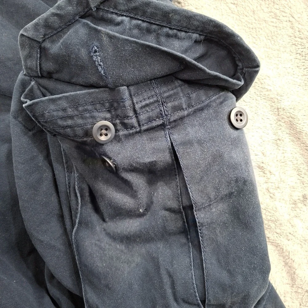 Vtg. Polo Ralph Lauren 90's Cargo Shorts sz 36 Heavy Cotton Navy classic‎ chinos